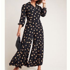 Anthropologie Loveland Wide Leg Polka Dot Jumpsuit